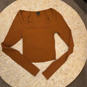 Rust & Black Long Sleeve Ribbed Top Duo